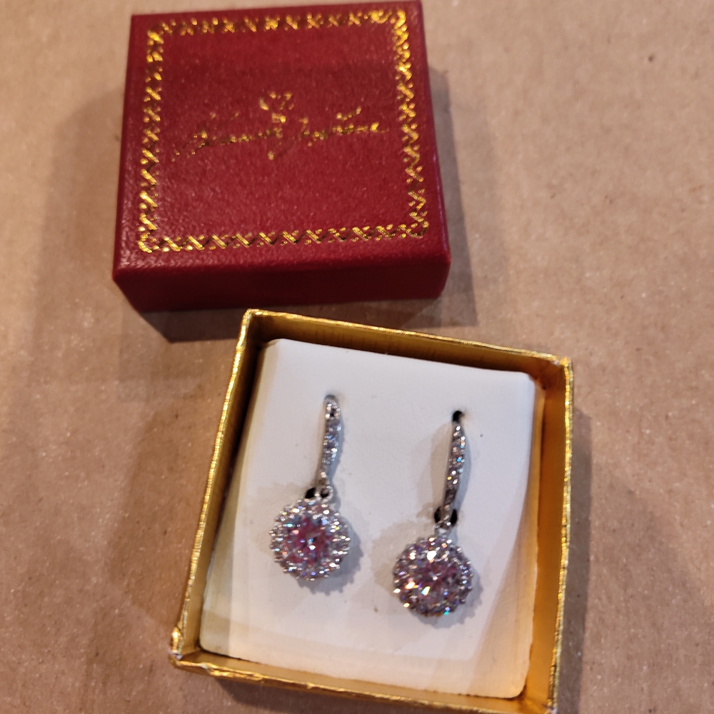 Elegant Silver and Pink Crystal Earrings